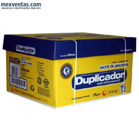 Caja de papel bond con 10 paquetes de 500 hojas c/u (DUPLICADOR) alta blancura 75grs 